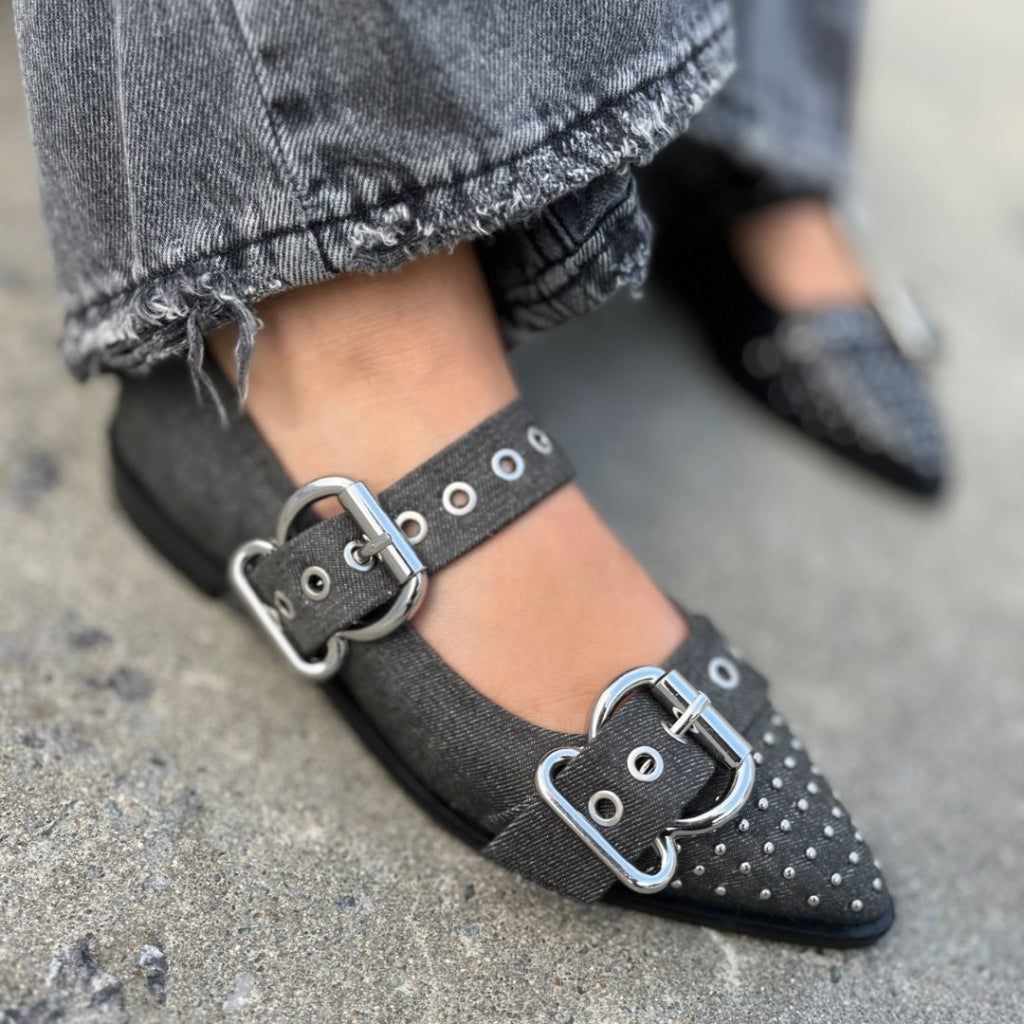 Black denim shoes on sale