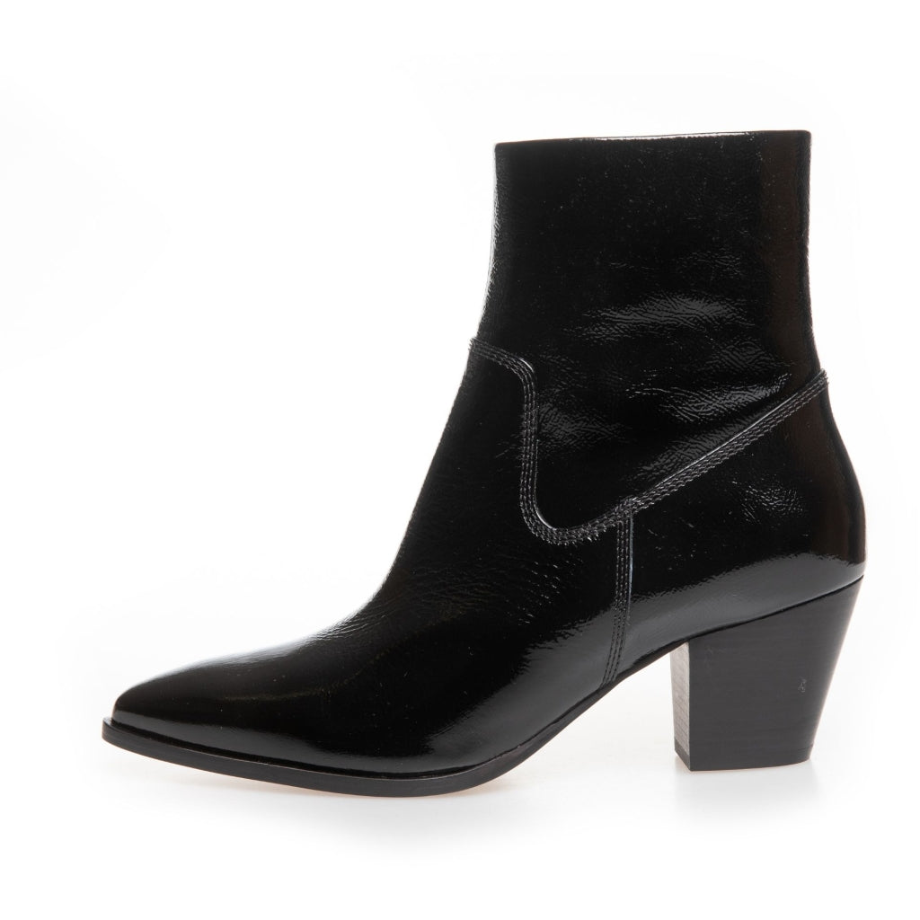 Black patent high heel ankle boots online