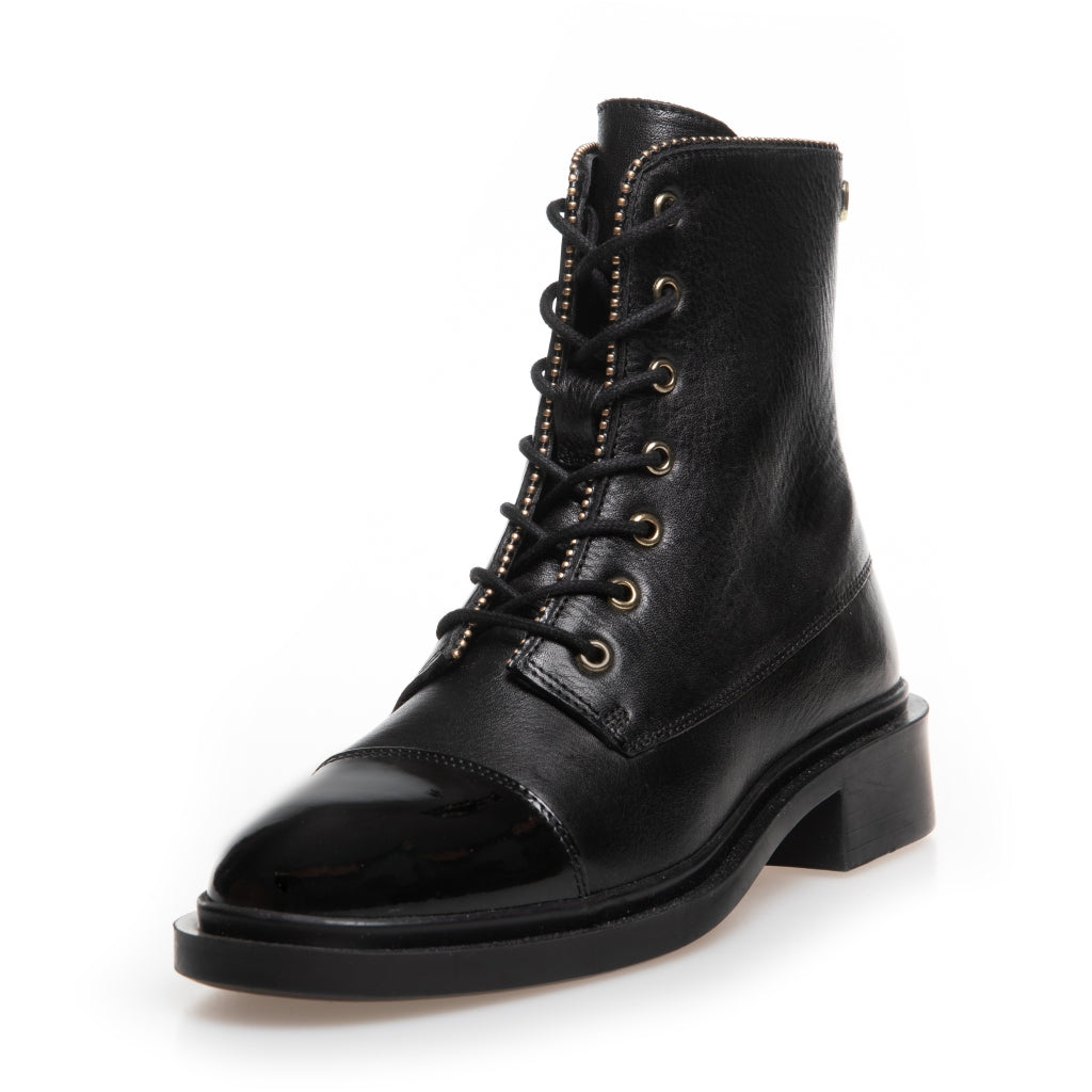 Black patent combat boots online