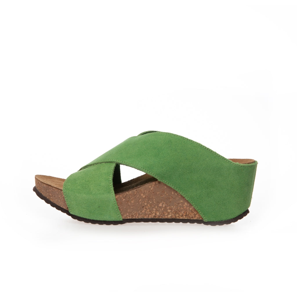 COPENHAGEN SHOES FRANCES 23 Suede Keilsandalen 00077 LIME (LIME 401)