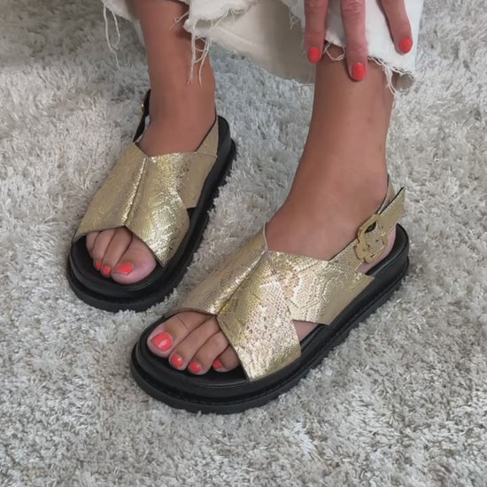 COPENHAGEN SHOES NEW STRONGER - GOLD PRINT Sandalen 0051 GOLD