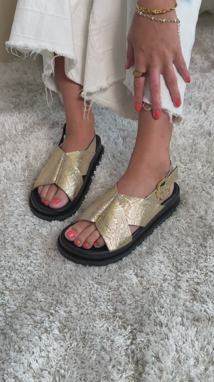 COPENHAGEN SHOES NEW STRONGER - GOLD PRINT Sandalen 0051 GOLD